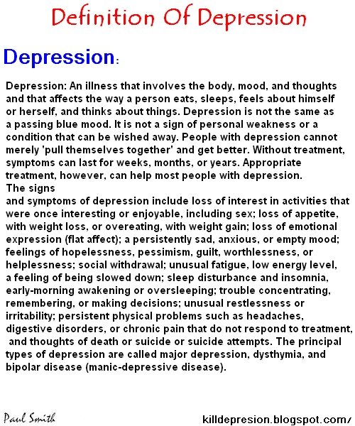 Kill Depression Define Depression